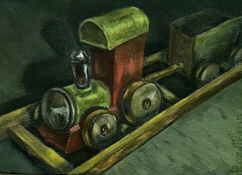 Wood train Old Toy collection by Marina Deryagina