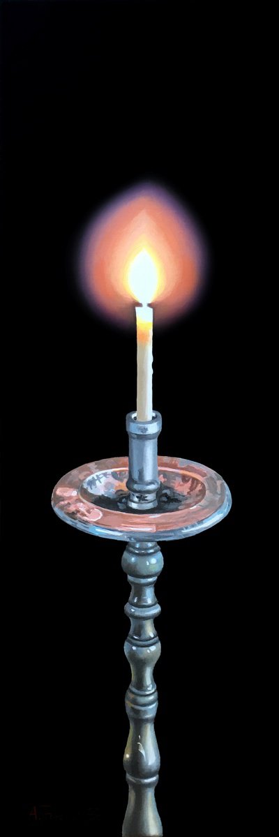 Photorealistic Still Life Oil Painting By Alexander Titorenkov, 8 X 24, Silence, Original Artwork