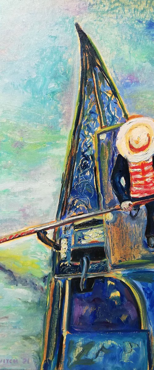 Gondolier in Venice by Katia Ricci