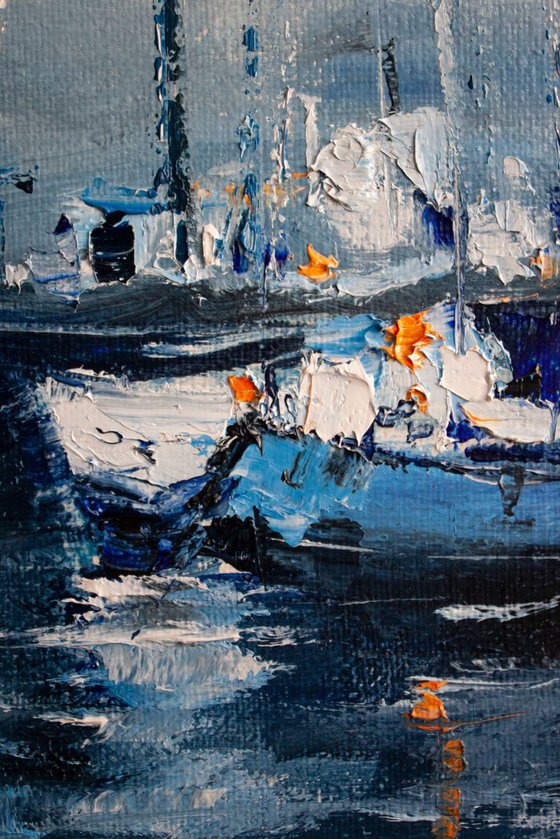 "Yachts in the harbor" ships, seascape