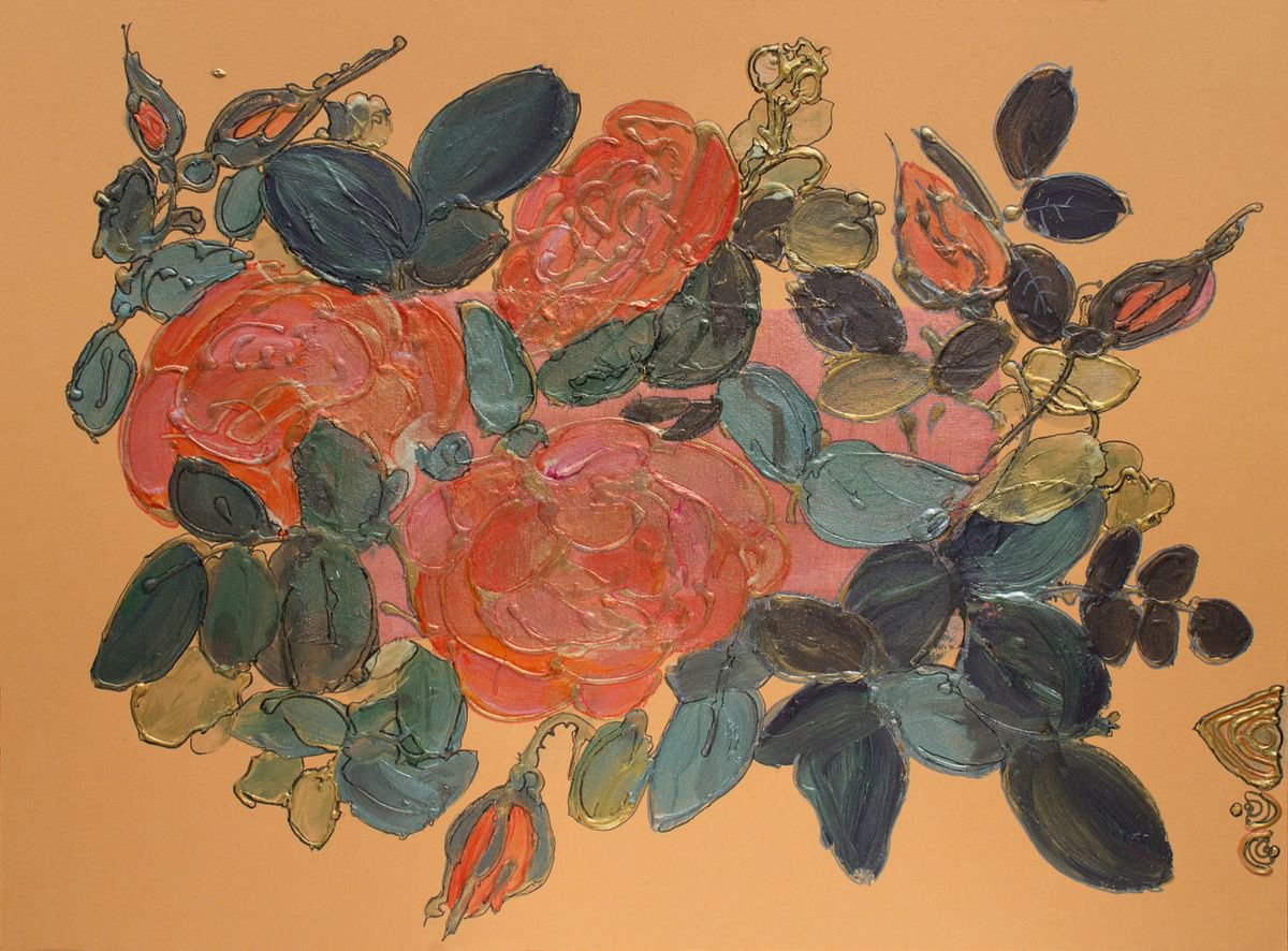 Orange roses by Vlada Lisowska