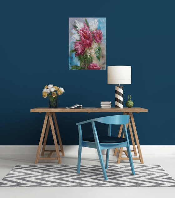 Abstract flowers(50x70cm, oil painting, palette knife)