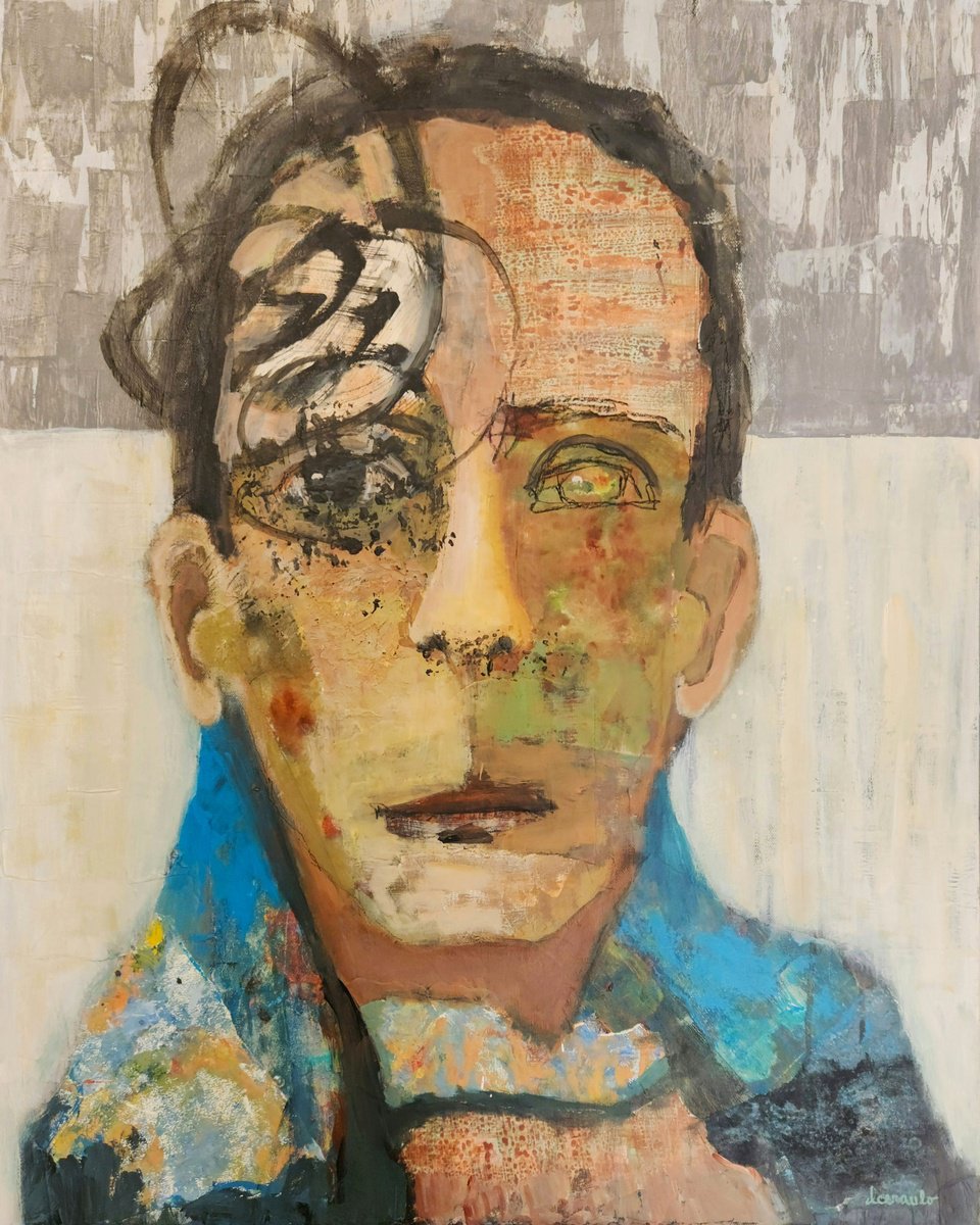 Expressive Portrait Painting By Donna Ceraulo, 24 X 30, Burton, Original Artwork