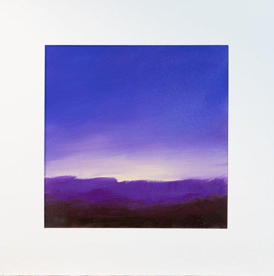 Dawn on the violet mountains  - oil painting landscape - Small size affordable art - Ideal decoration - Ready to frame