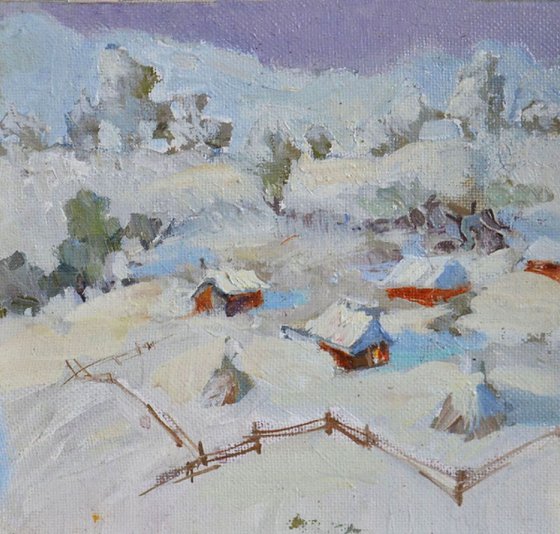 Winter landscape in the Carpathians 2 (Village)