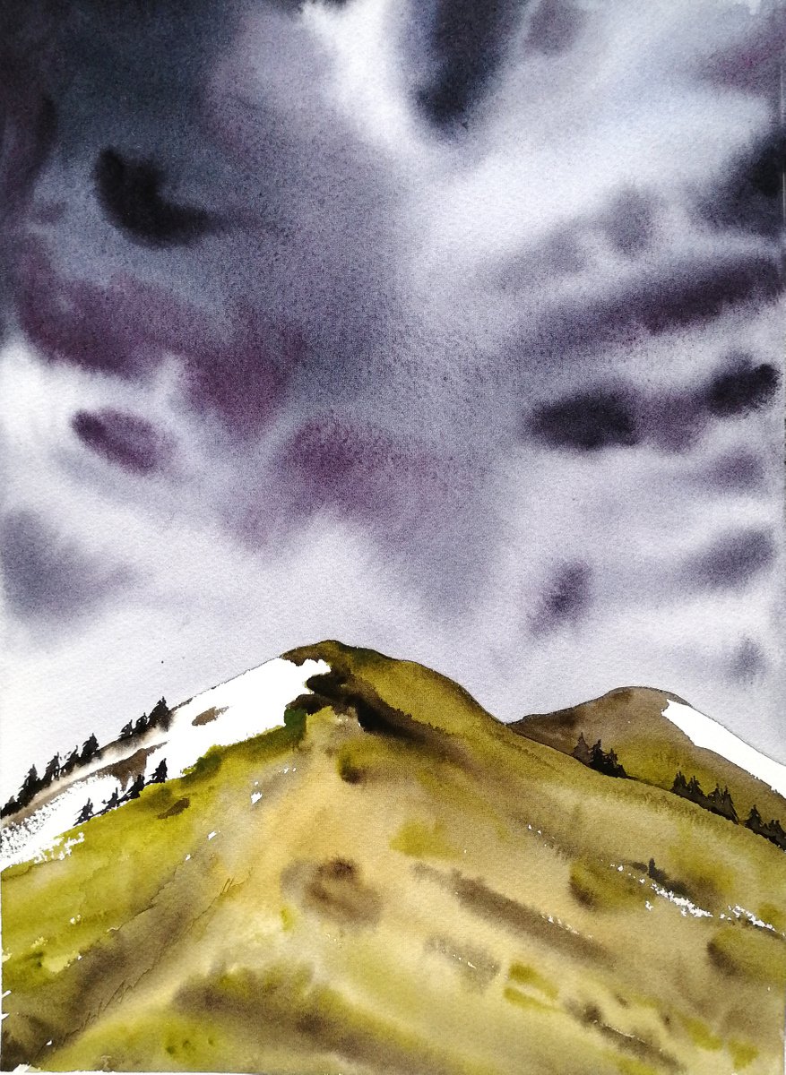 Mountain range art /Clouds painting by Marina Zhukova