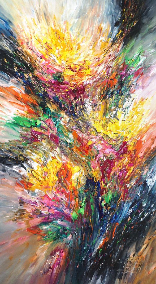 Abstract Acrylic Painting By Peter Nottrott, 41 X 79", One Of These Days Xxl 6, Original Artwork