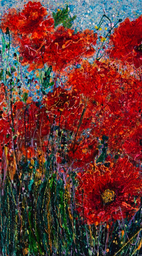 Poppy Sky  Commission by Lena Owens at OLena Art