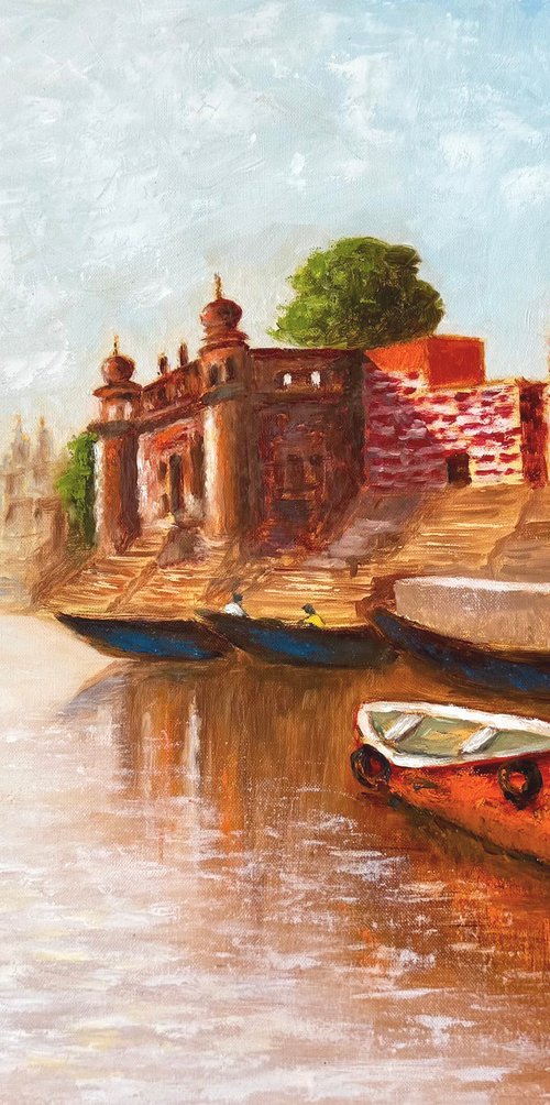 Benaras - Chet Singh Ghat by Uma  Krishnamoorthy