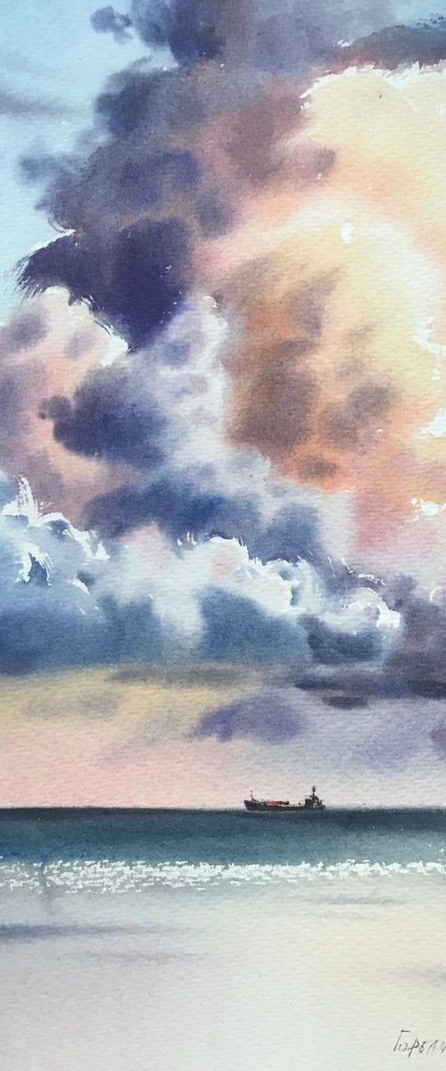Clouds at sunset by Eugenia Gorbacheva