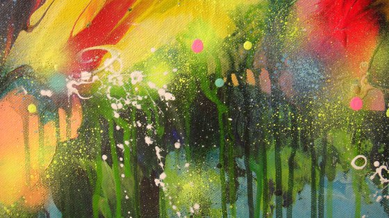 "Flowers floating in water"  XL Abstract Painting