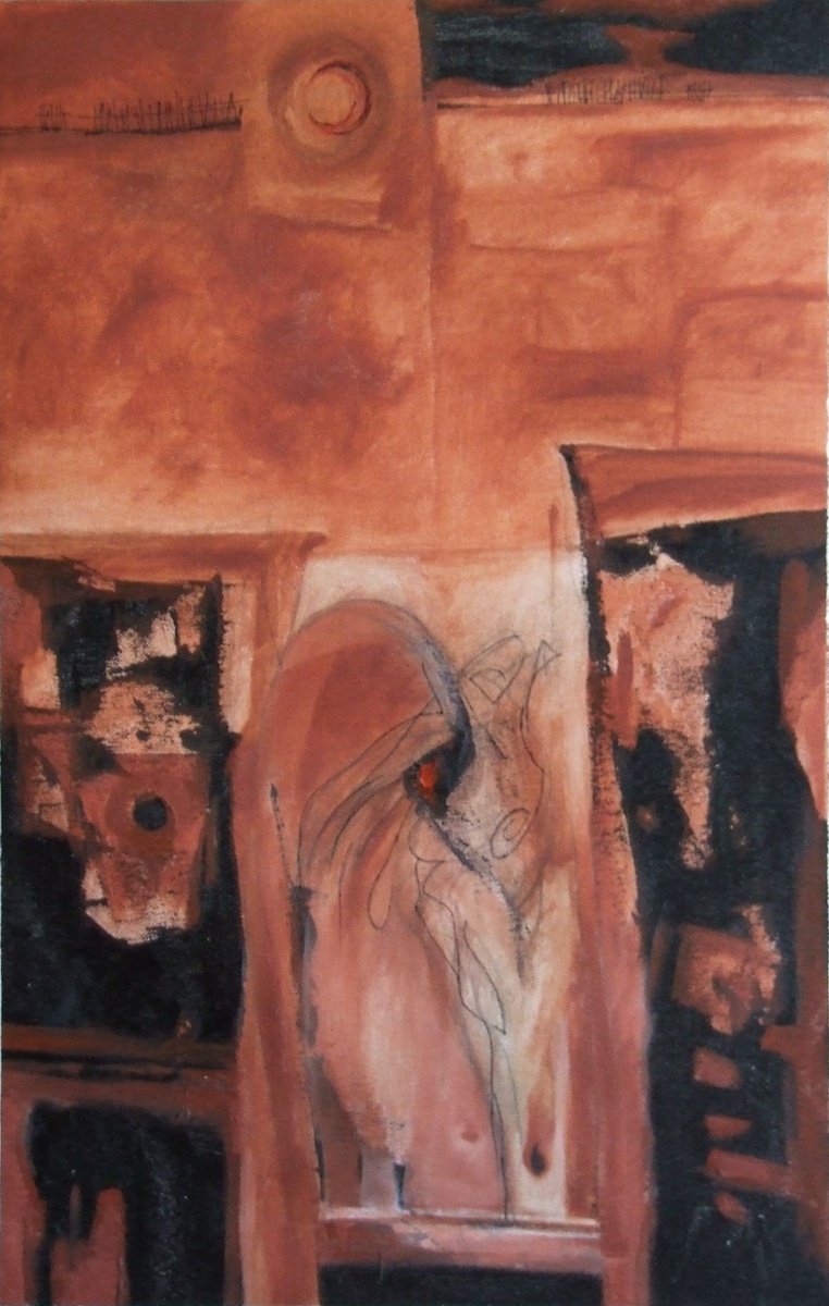 Abstract Oil Painting By Csaba Csendes, 13 X 21, A Szemermes, Original Artwork