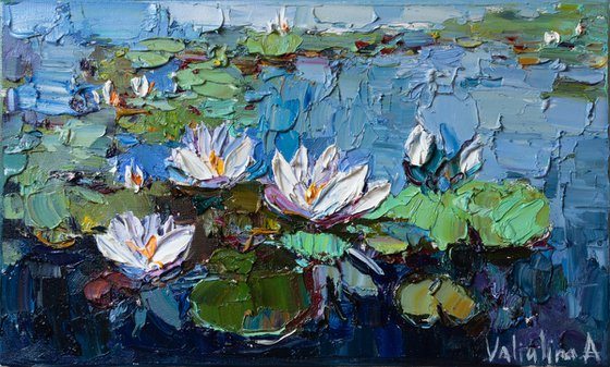 Water Lilies - Impasto Original Oil painting