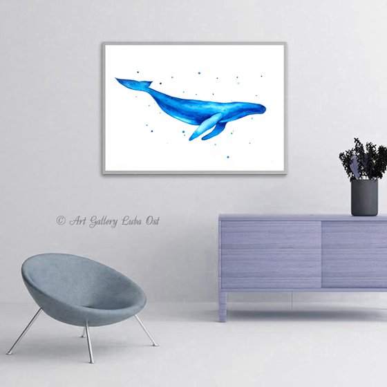 Whale, watercolor painting