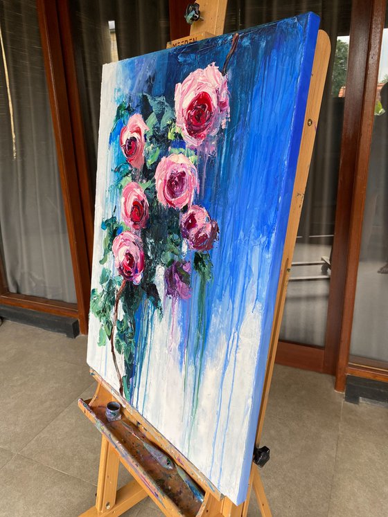 Flowing Roses in Blue II