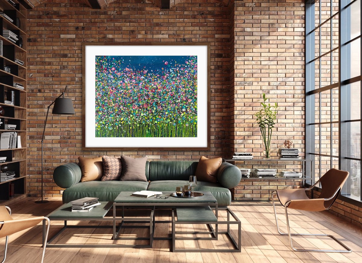 Abstract Botanical Acrylic Painting By Jan Rogers, 30 X 24, Sugarplum Meadow, Original Artwork