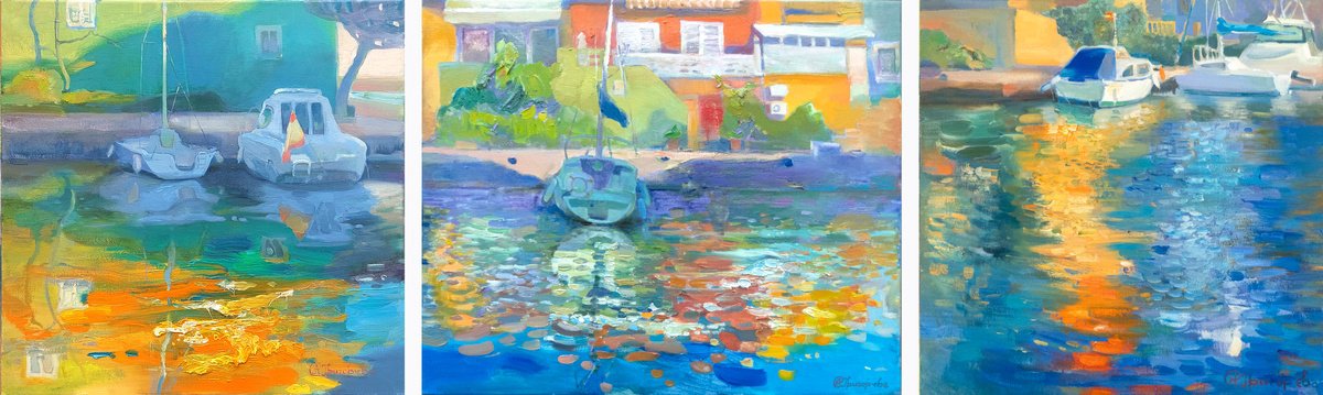 Impressionistic Landscape Oil Painting By Anastasiia Grygorieva, 63 X 20, Evening Morning Evening, Original Artwork