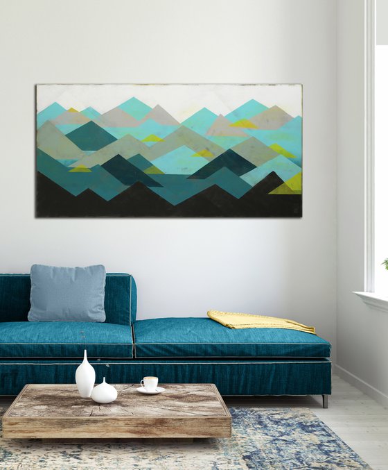 Original Abstract Painting - Traingel Mountain - 140x70cm - Ronald Hunter - 28N