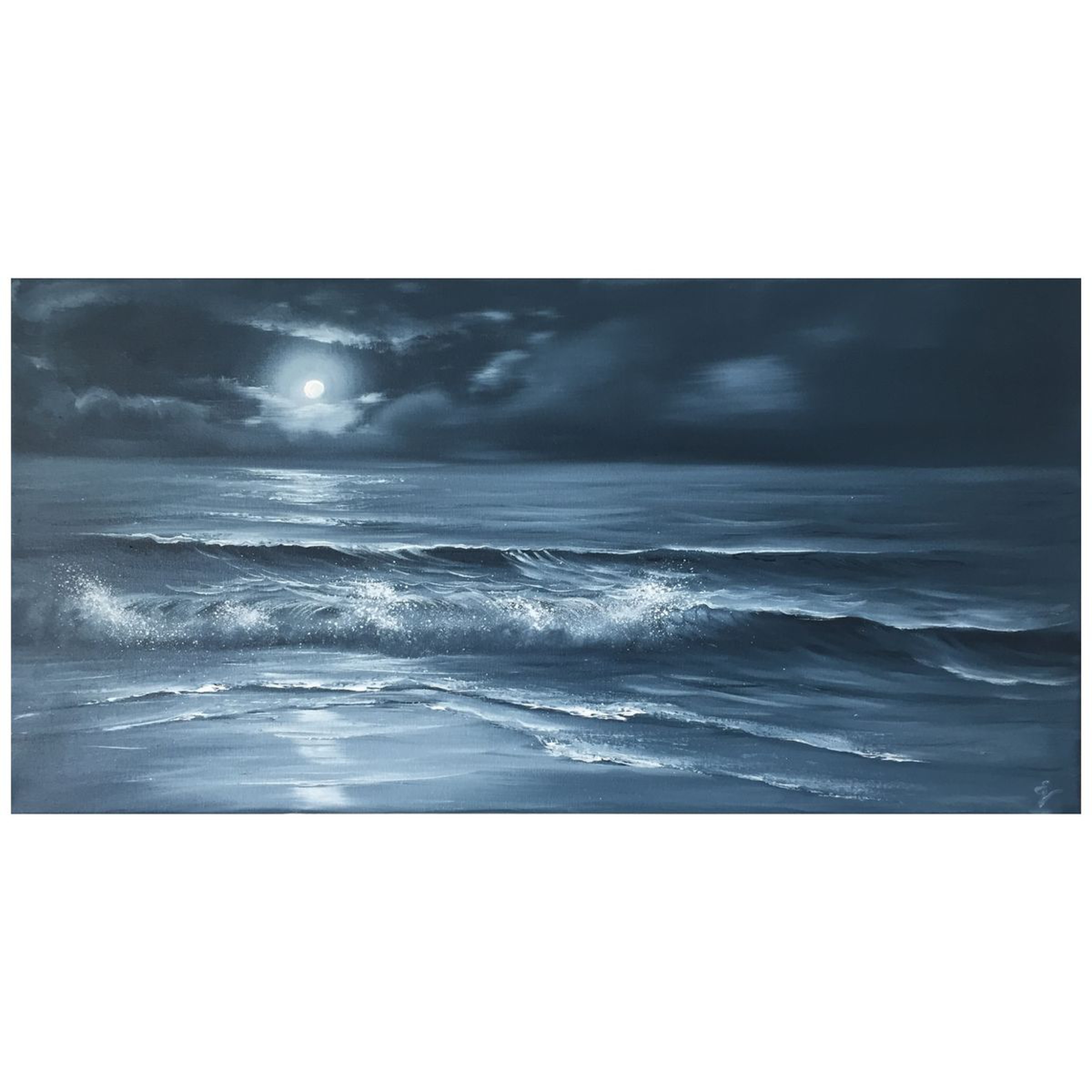 Moon Dust Full Moon Over The Ocean Painting Artfinder