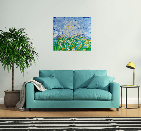 Morning (80x90cm, cubism, oil painting, ready to hang)