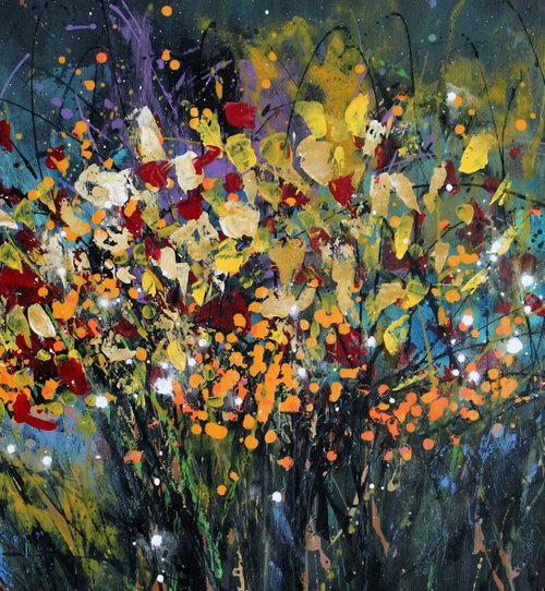 "Evanescence" #1  - Large original abstract floral landscape by Cecilia Frigati