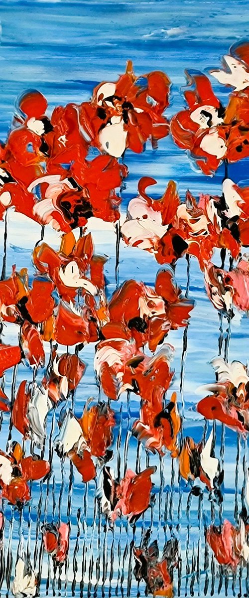 Poppies On Blue Sky 4 by Daniel Urbaník