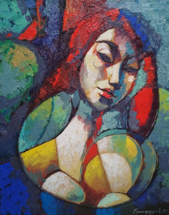 Waiting (40x50cm,  oil painting, ready to hang)