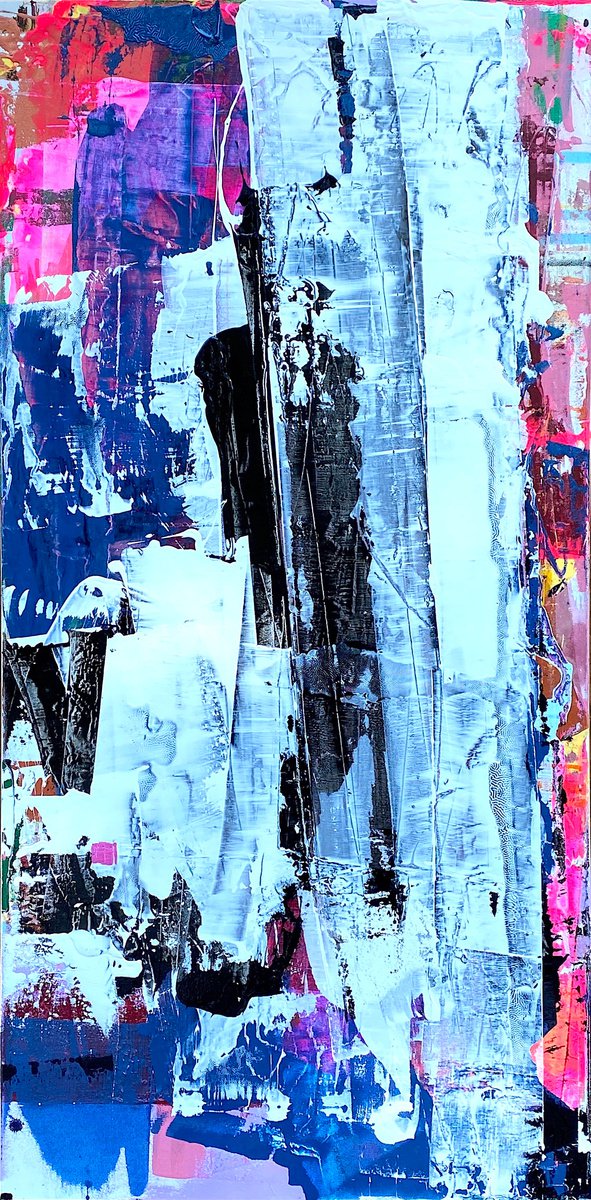 Abstract Oil Painting By Jason Forcier, 24 X 48, Ragged Fringe, Original Artwork