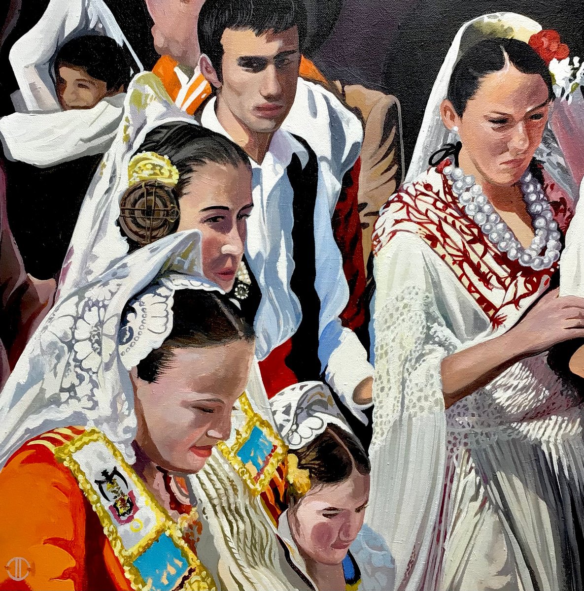 Impressionistic Portrait Acrylic Painting By Joseph Lynch, 20 X 20, Colours Of Spain, Original Artwork