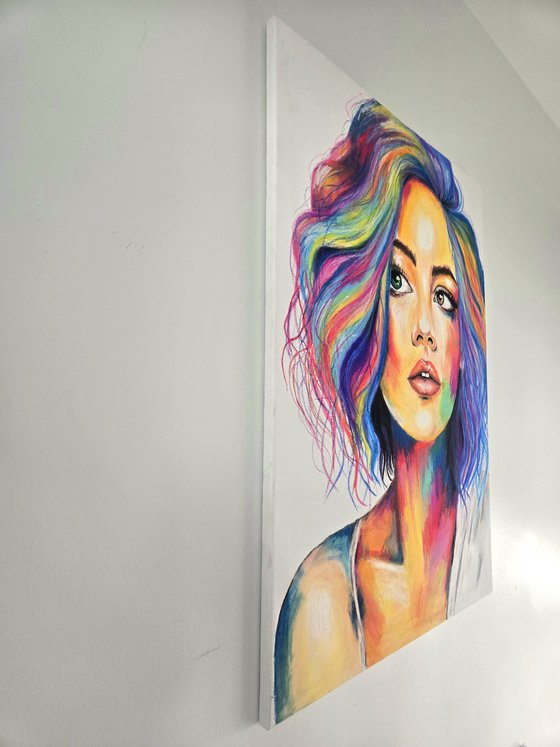 Prism Gaze - Rainbow Woman Portrait
