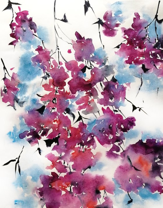 Pink flowers painting