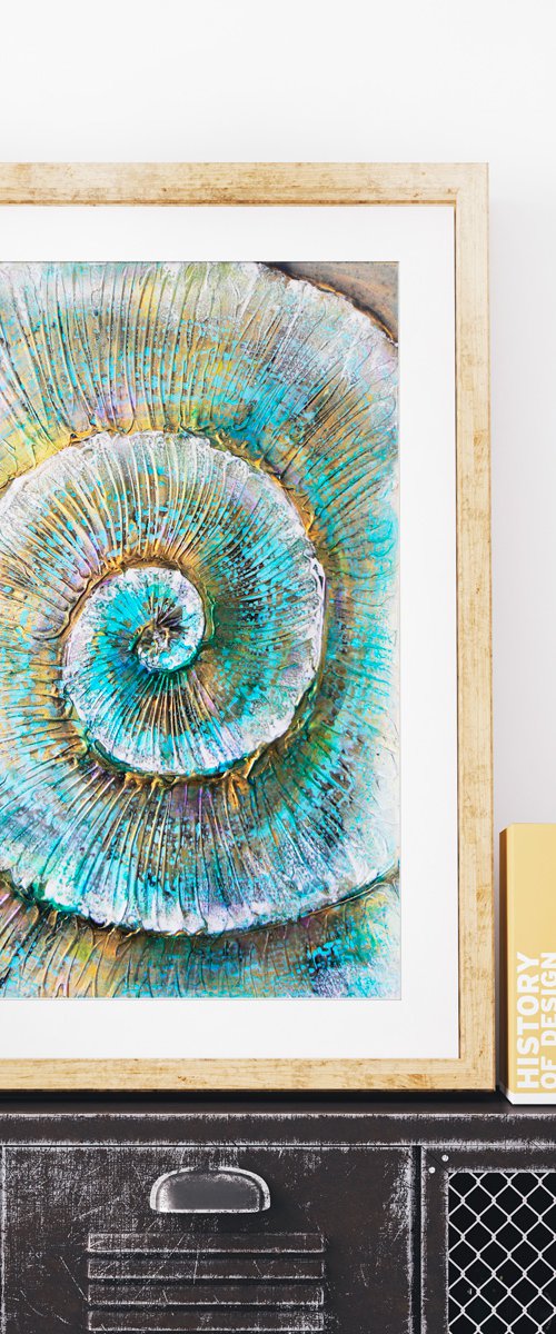 Ammonite (textured artwork of a fossil ammonites) #8 by Carolynne Coulson