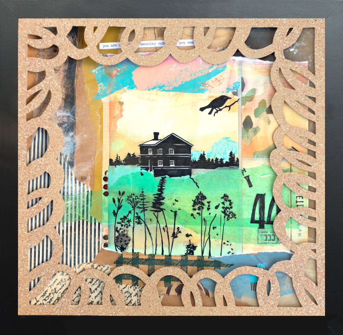 Landscape Collage By Ariadna De Raadt, 13 X 13, Simple Living 3, Original Artwork