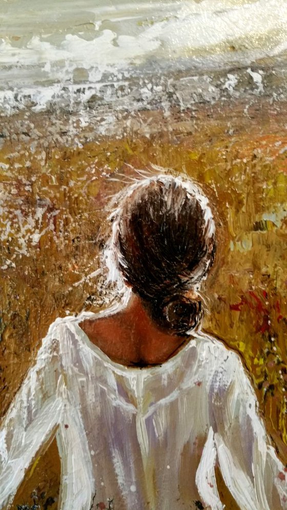 "Towards the Sun.Youth " 50x40x1.7cm Original acrylic painting on canvas,ready to hang