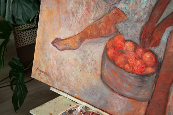 Sweet peaches - Large Original Faceless Woman Figurative Painting