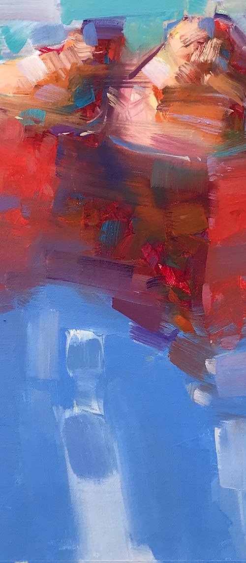 Red Boats, Original oil painting, Handmade artwork, One of a kind by Vahe Yeremyan