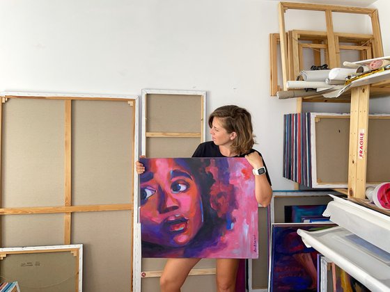 Young Black Female Face — Curious