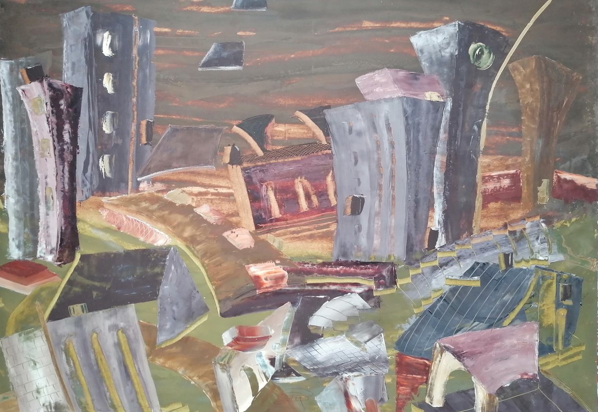 Surrealistic Acrylic Painting , Citypin By Stefano Mazzolini, 39 X 28, Artwork For Sale On Artfinder