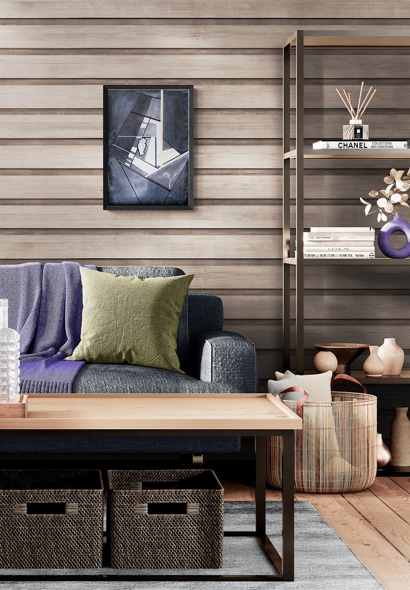 Geometric Abstract Painting By Marija Stojkovic, 14 X 20", Interspace, Original Artwork