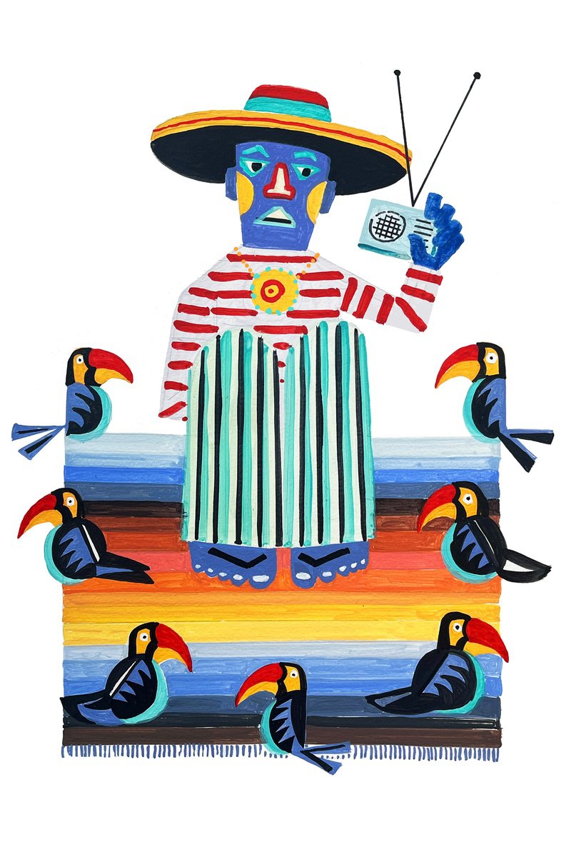 Illustrative Acrylic Painting , Mexico-Pop_02 By Andre Baldet, 13 X 19, Artwork For Sale On Artfinder