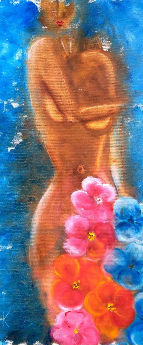 Woman Nude original oil canvas painting by Halyna Kirichenko