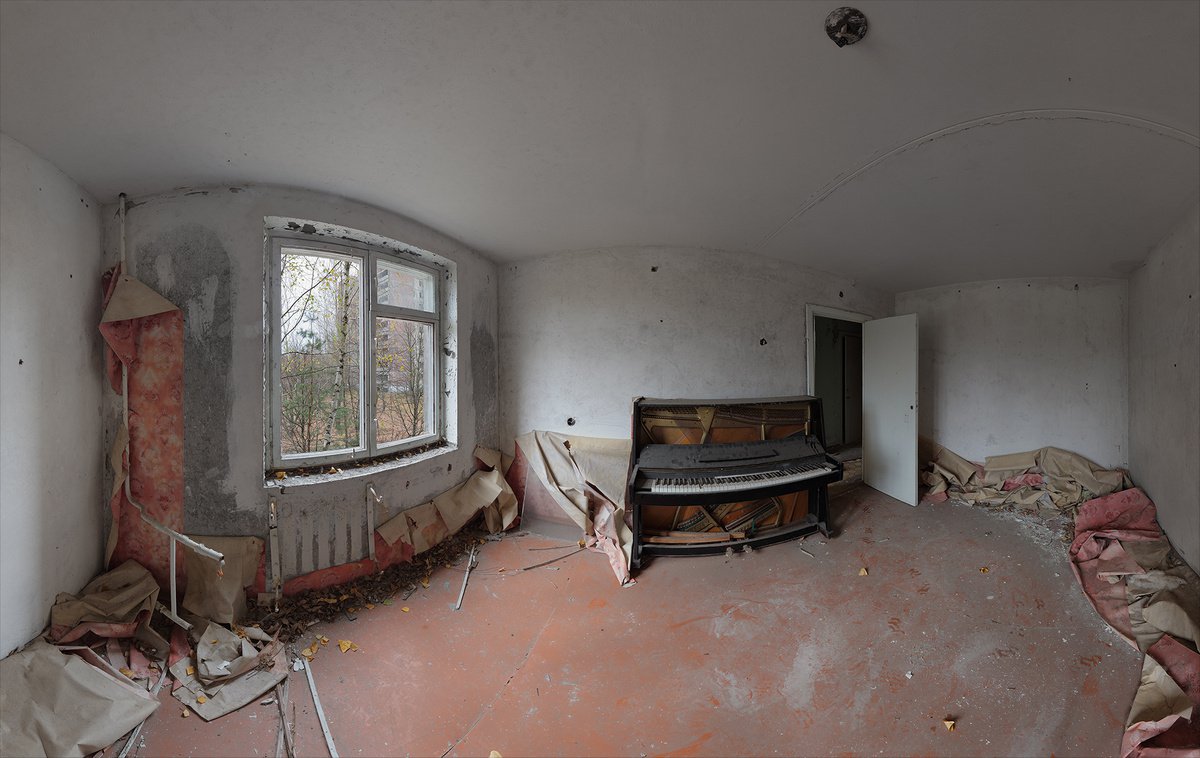 Photorealistic Cityscapes Photograph By Stanislav Vederskyi, 60 X 39", #21. Pripyat Piano Room 1, Original Artwork