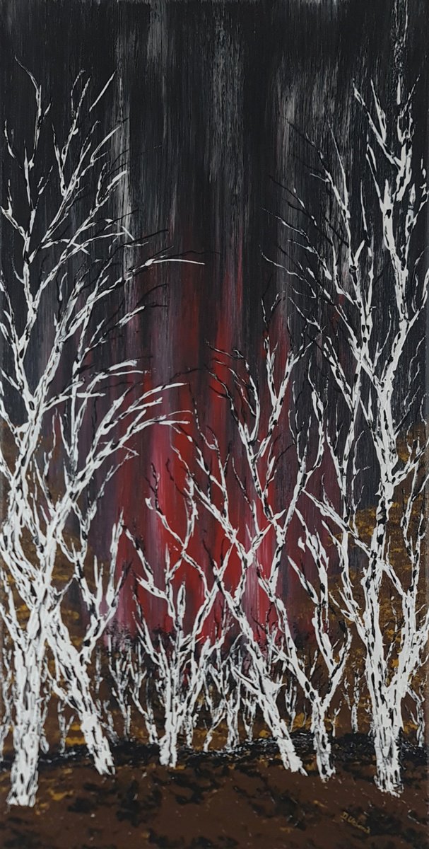  Birches In Winter 1 By Daniel Urbani?k, 12 X 24, Artwork For Sale On Artfinder