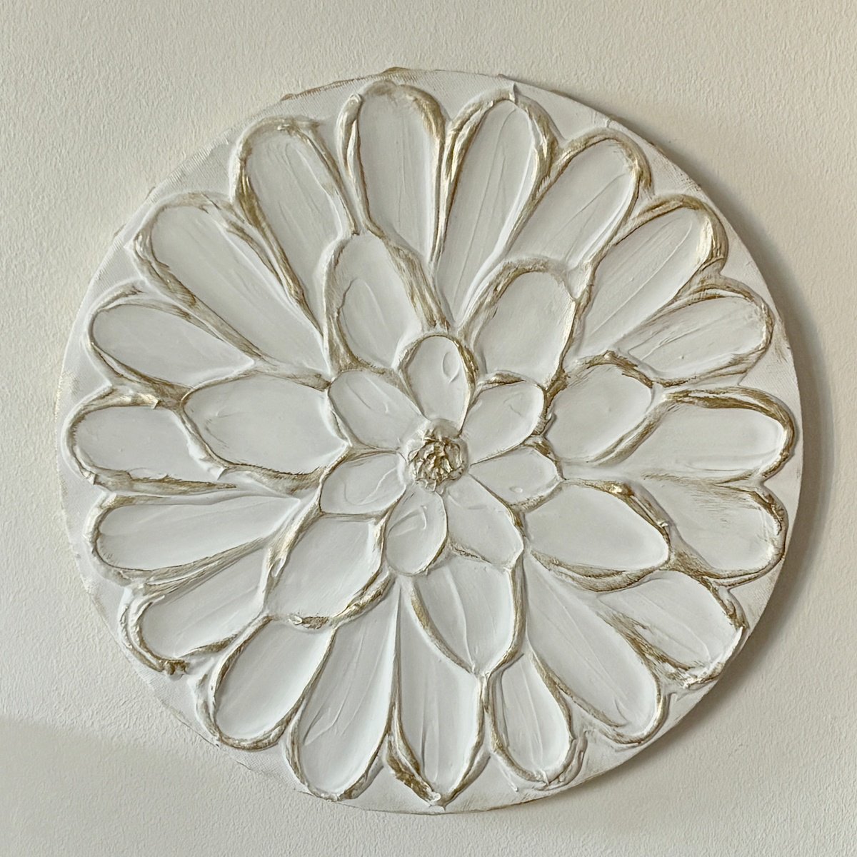 Organic Botanical Painting By Viktoriia Epifanova, 12 X 12", Embossed Flower With Gold, Original Artwork