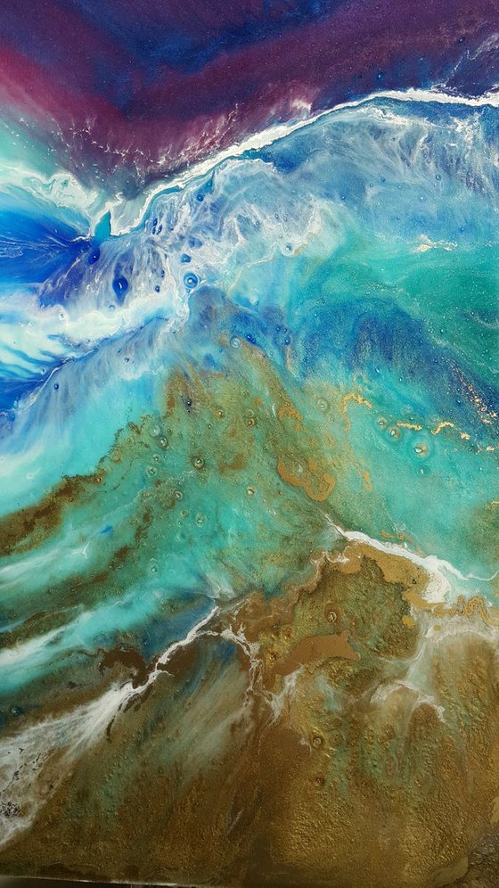 Abstract painting " Melody of the sea " resin on canvas