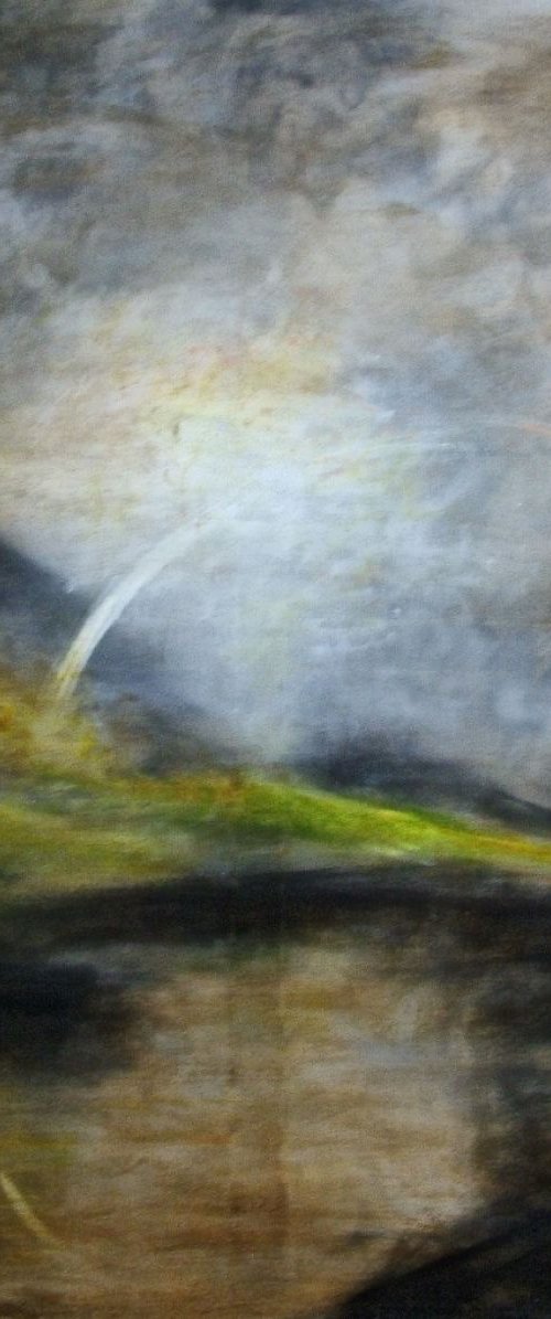 The Ponds of Pitt Tip with a Vapour Rainbow (Oil on canvas 39x39 inch) by Jack Bagley