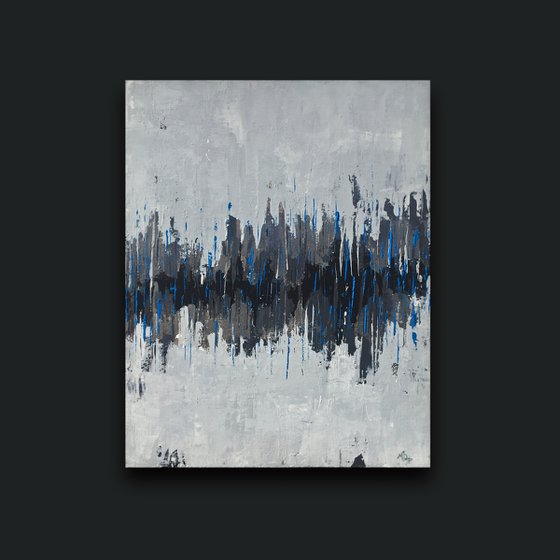 Rainy Greys with Electric Blue - Abstract Painting