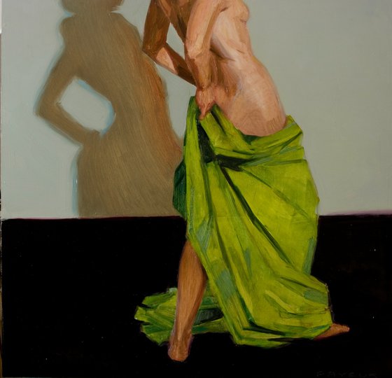 nude woman in green black grey