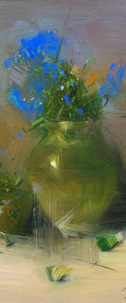 Vase of Flowers, Original oil painting, Handmade artwork, One of a kind by Vahe Yeremyan