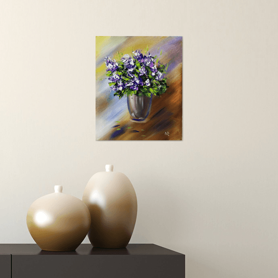 Flowers, small original oil painting, Gift, bedroom painting